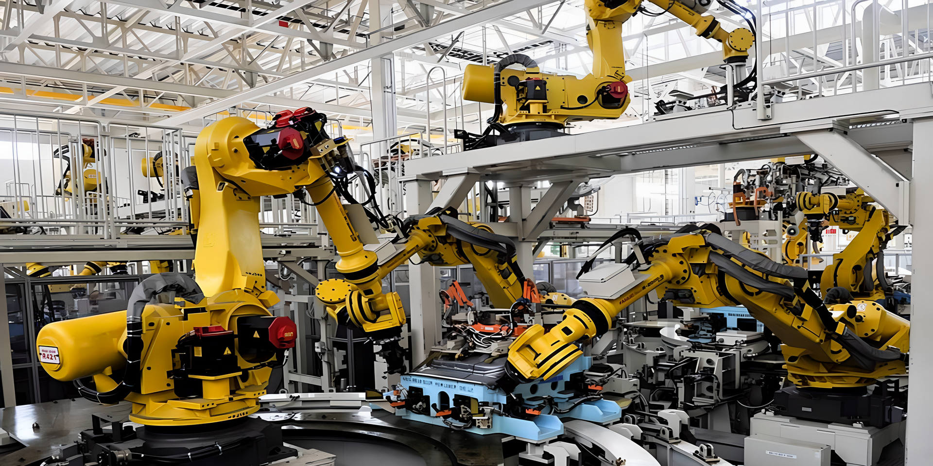 Industrial robotic arm in modern manufacturing facility